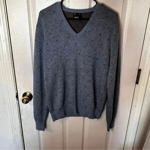 Vintage Robert Bruce V Neck Sweater Mens Large Made In USA Gray Flecked